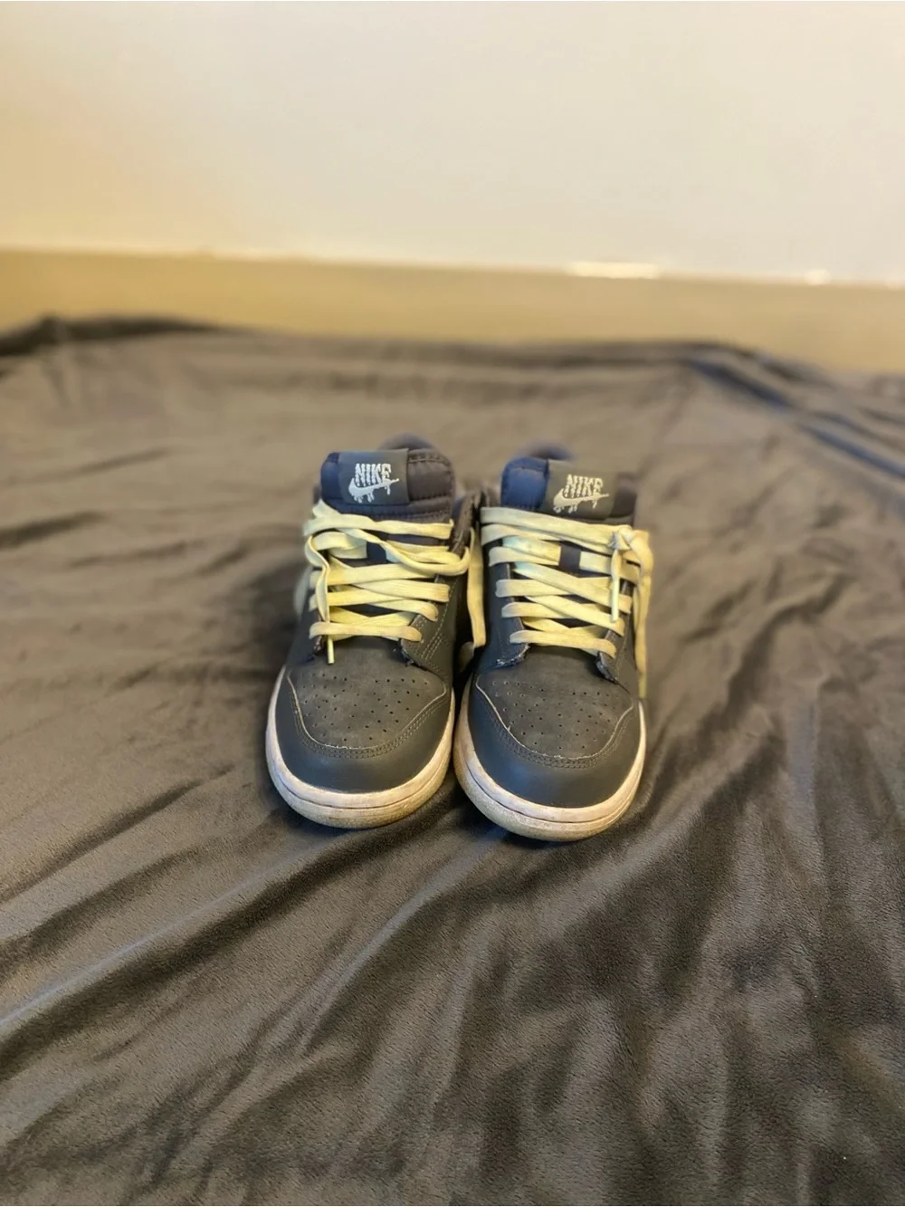 Nike Kids Low-Top Sneakers in Iron Grey and Cool Lime